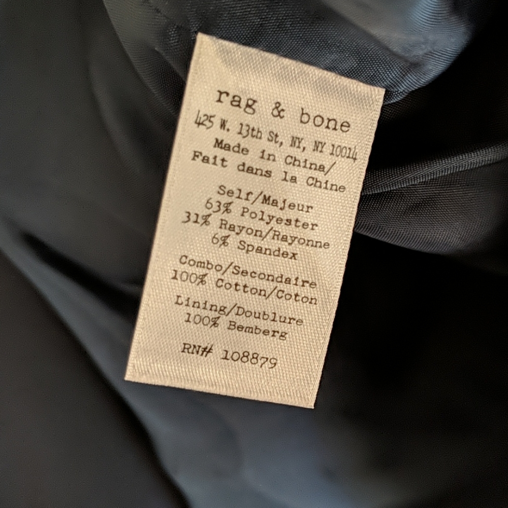 Rag & Bone "Gray" Ribbed-Skirt Party Dress dark navy size 2 - Picture 7 of 11